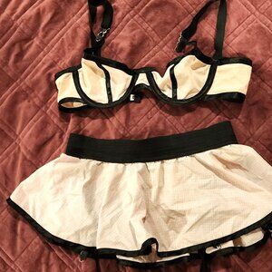 Vintage Catherine Coatney Gingham Garter Skirt & Bra set - Med/Large